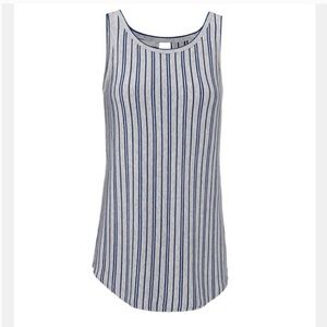 CAbi gray/blue striped Ticker tank top